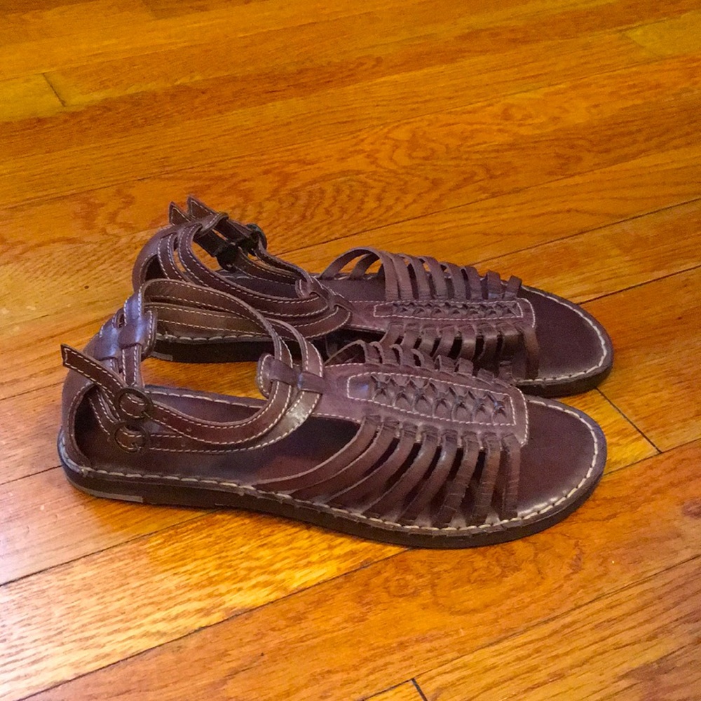 Frye Kayla Huarache Ankle Sandals (W8, Brown)